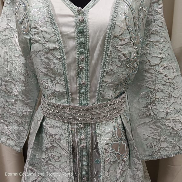 MIDDLE EAST Turkish/Egypt/Arabian Traditional Style Robe Turquoise & White Size UP TO L for Rent - Image 5