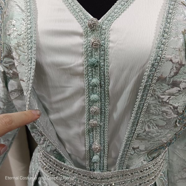 MIDDLE EAST Turkish/Egypt/Arabian Traditional Style Robe Turquoise & White Size UP TO L for Rent - Image 3
