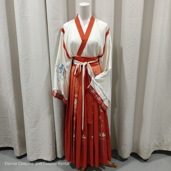 Chinese Female HanFu Style Maple Orange Size S - M (枫橙色汉服女) for Rent - Image 4